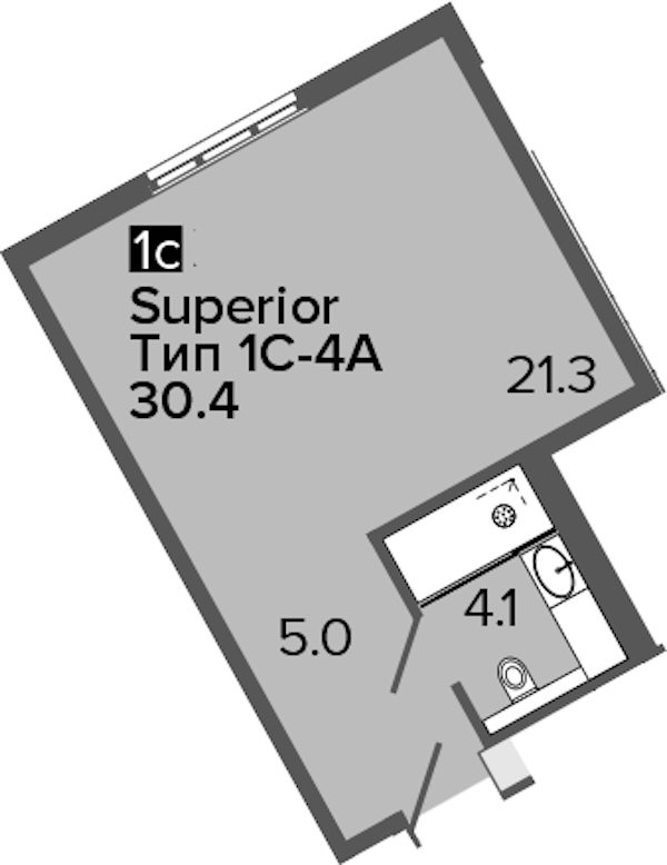 Квартира студия 30.4 м², 13/16 эт., Апарт-отель «ARTSTUDIO M103»